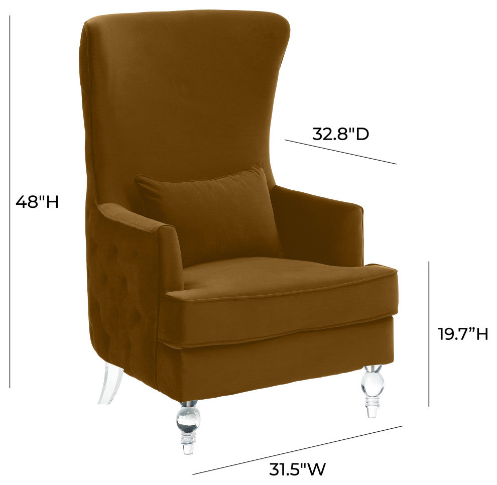 Aubree Chair With Acrylic Legs, Cognac