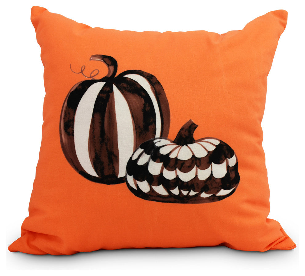 Pumpkin Duo 26" Orange Halloween Print Decorative Throw Pillow
