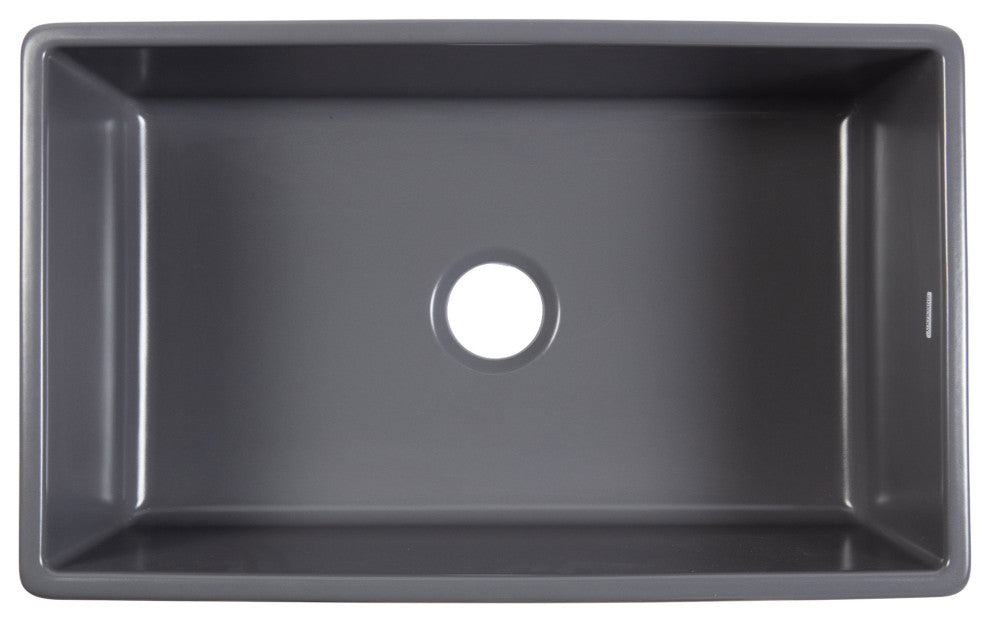 Austen Matte Gray Fireclay 30" Single Bowl Farmhouse Undermount Kitchen Sink