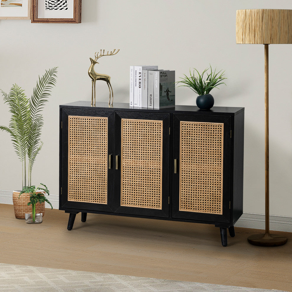 3-Door Accent Cabinet, Black