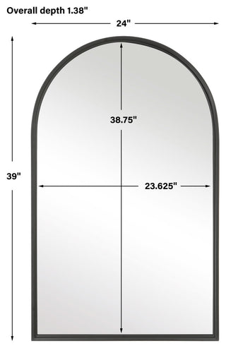Annabelle 39" X 24" Arched Vanity Bathroom Wall Mirror, Matte Black
