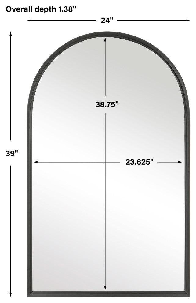 Annabelle 39" X 24" Arched Vanity Bathroom Wall Mirror, Matte Black