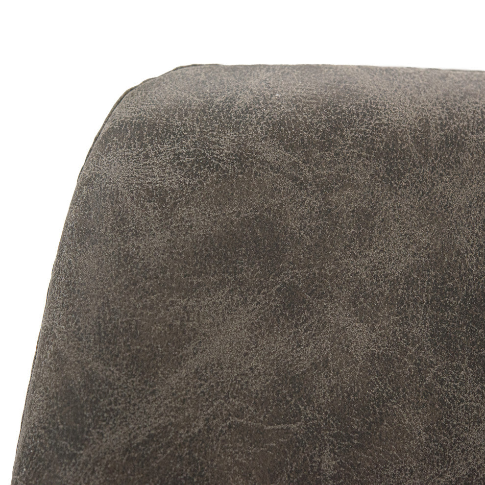 LeisureMod Markley Leather Dining Chair With Gold Legs Set of 2, Gray