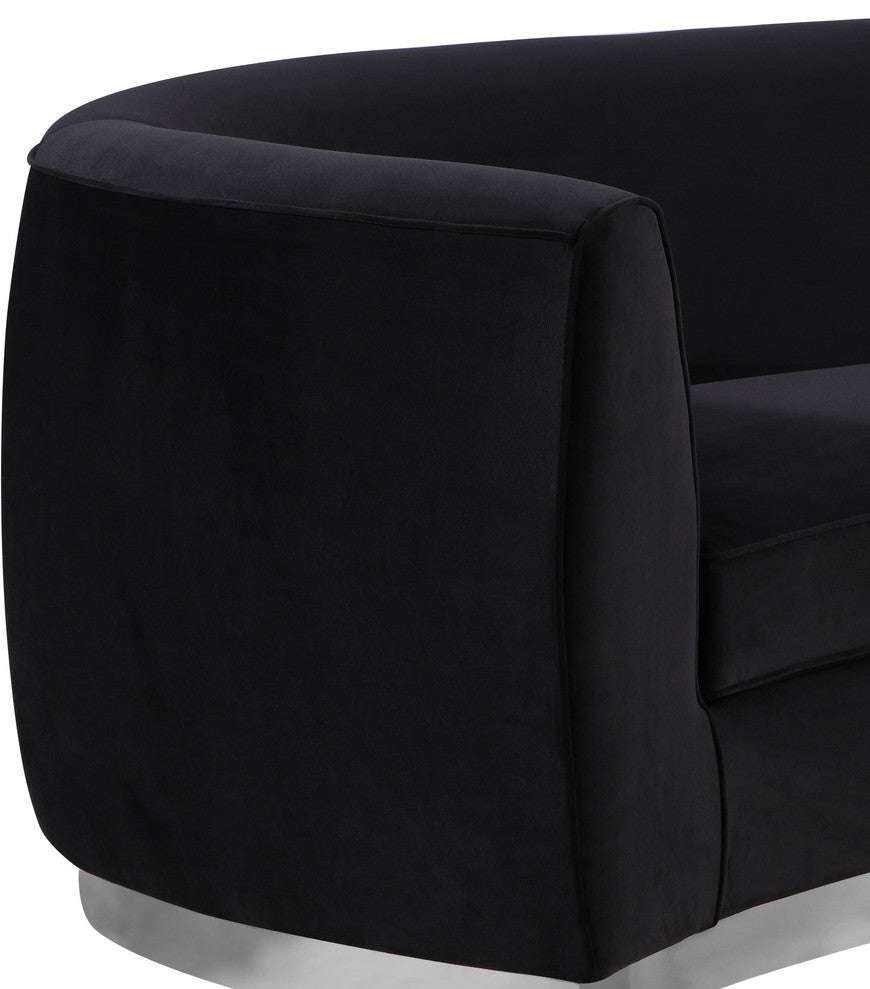 Julian Velvet Upholstered Loveseat, Black, Chrome Base