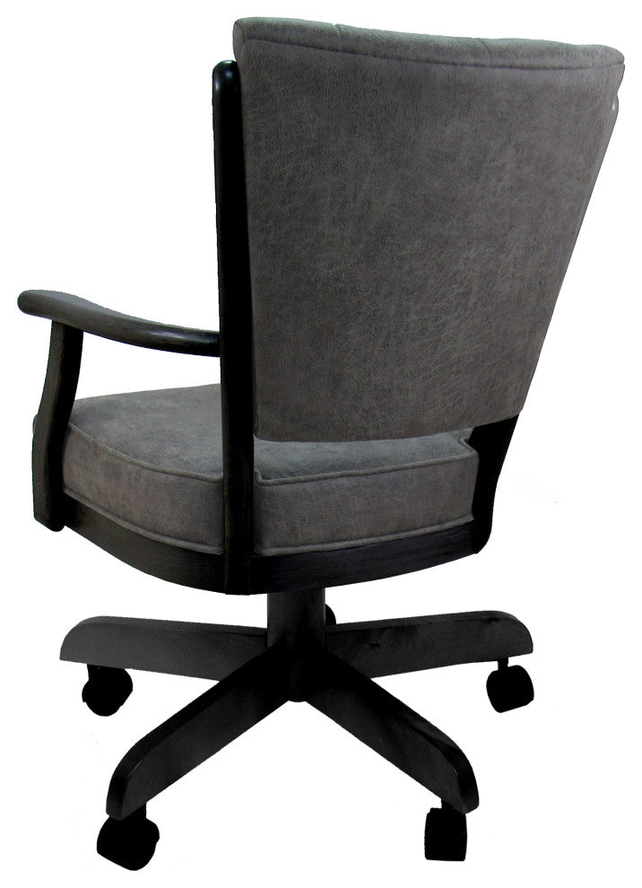 Classic Caster Swivel Dining Chair on Wheels, Solid Wood, Northwest Elk - Black