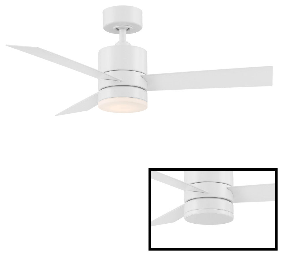 San Francisco 3-Blade Smart Flush Mount Ceiling Fan 52" Matte White, Light Kit
