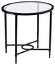SEI Furniture Quinton Oval Iron Metal & Glass Side Table in Painted Black