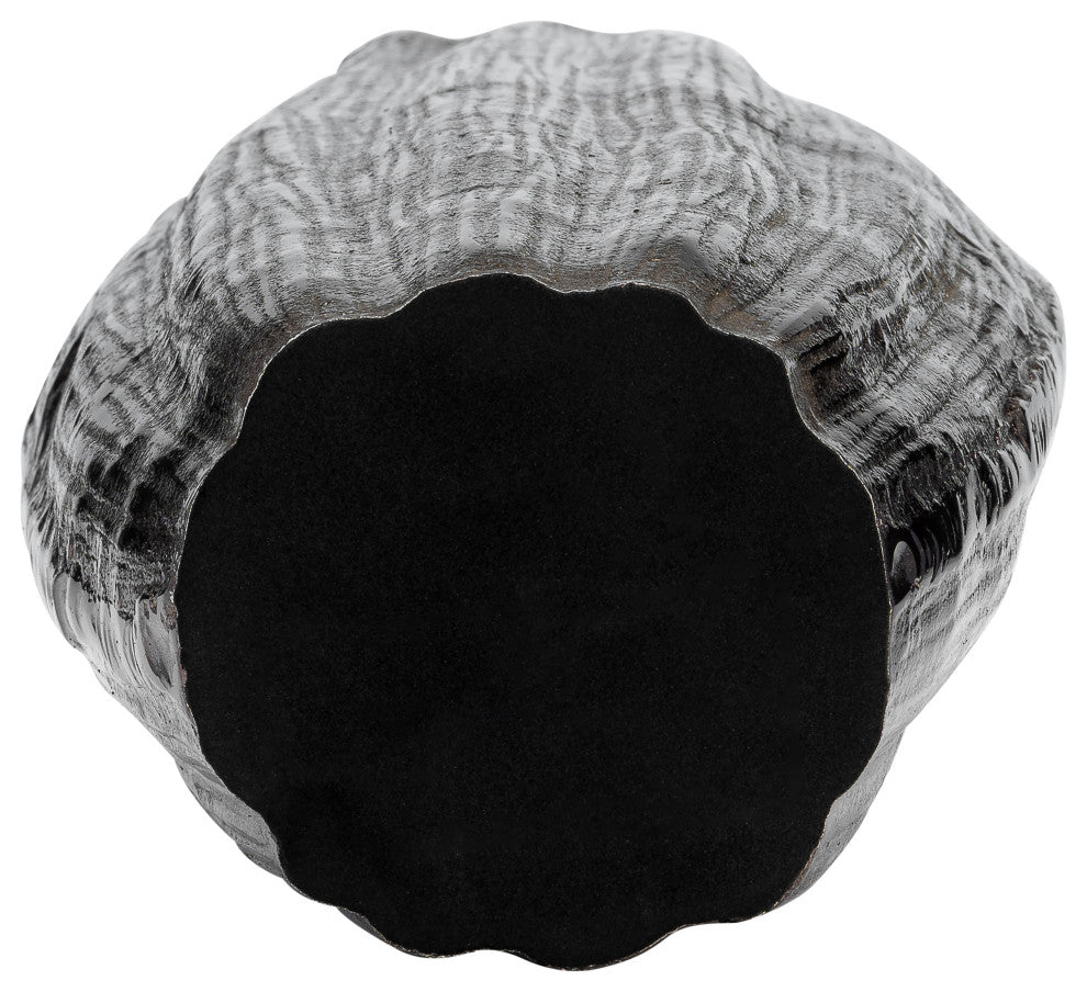 Metal, 20"H, Abstract Ridged Vase, Black Nickel