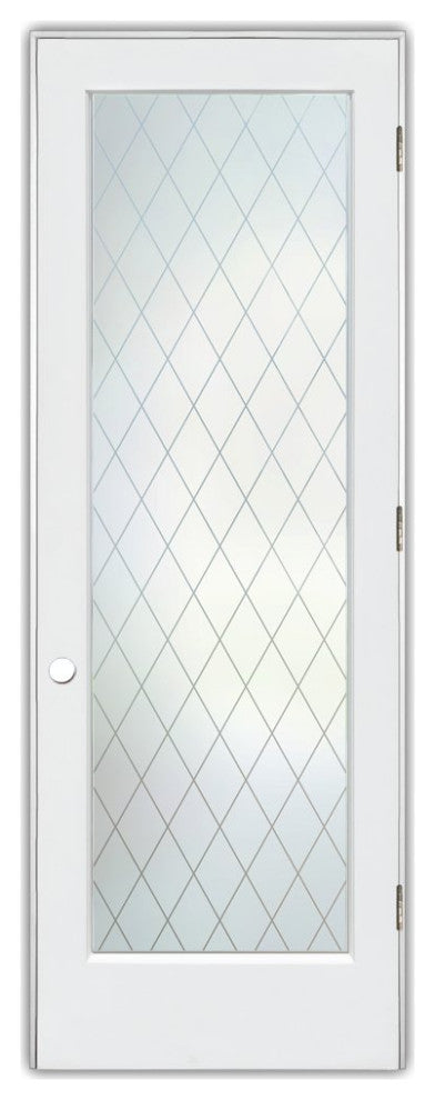 Interior Prehung Door or Interior Slab Door - Diamond Grid - Primed - 24" x...