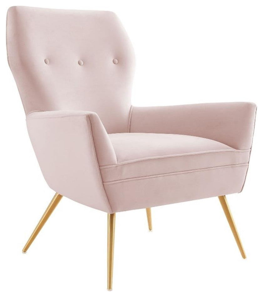 Renata Button Tufted Performance Velvet Armchair, Pink
