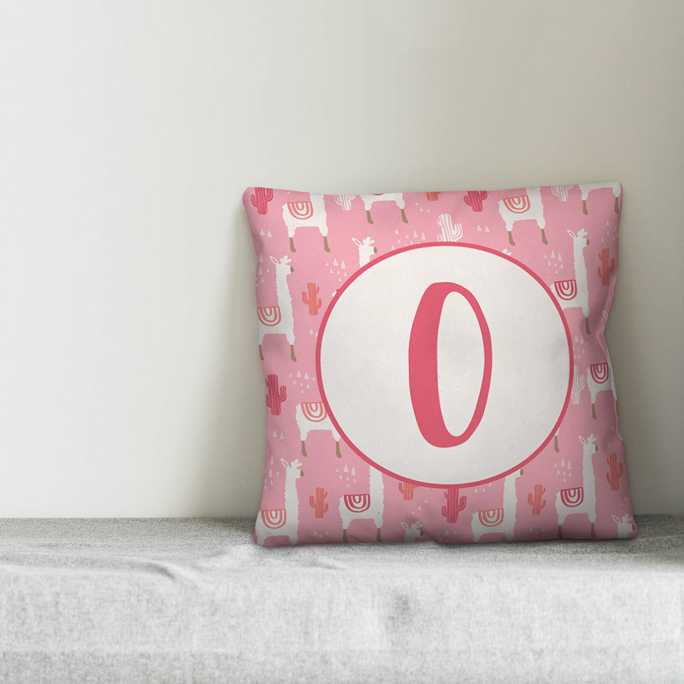 Monogram Lllama Pattern - O 16x16 Spun Poly Pillow