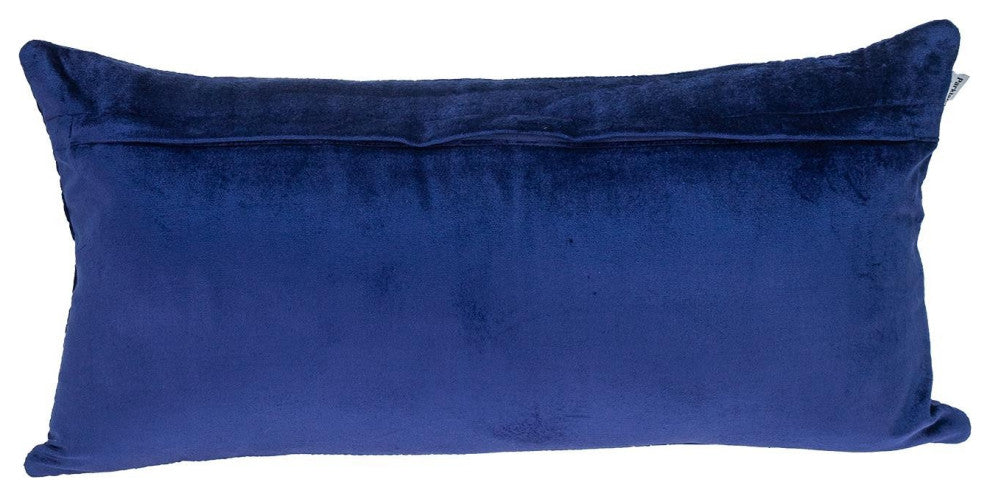 Quilted Velvet Blue Lumbar Throw Pillow