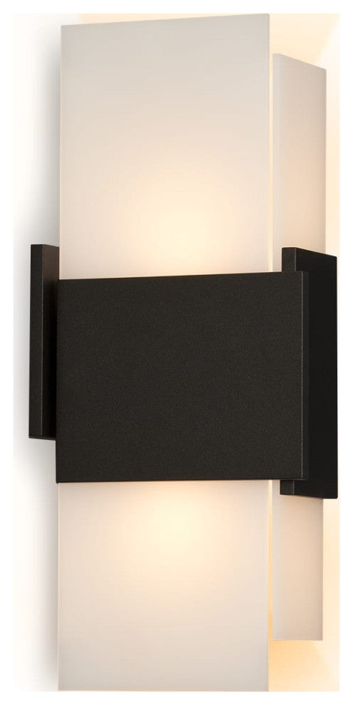 Acuo Outdoor LED Sconce, Textured Black, Cool White