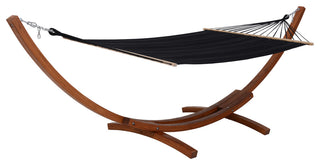 Outdoor Cedar Wood Hammock, Textilene Fabric, Black