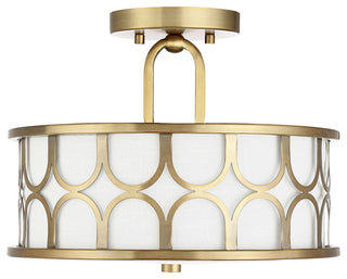 2-Light Semi-Flush Mount, Natural Brass