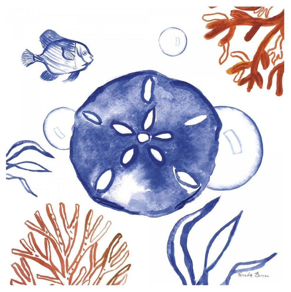 "Coastal Jewels IV" Digital Paper Print by Farida Zaman, 26"x26"