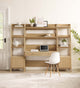 Bixby 3-Piece Wood Office Desk and Bookshelf, Oak