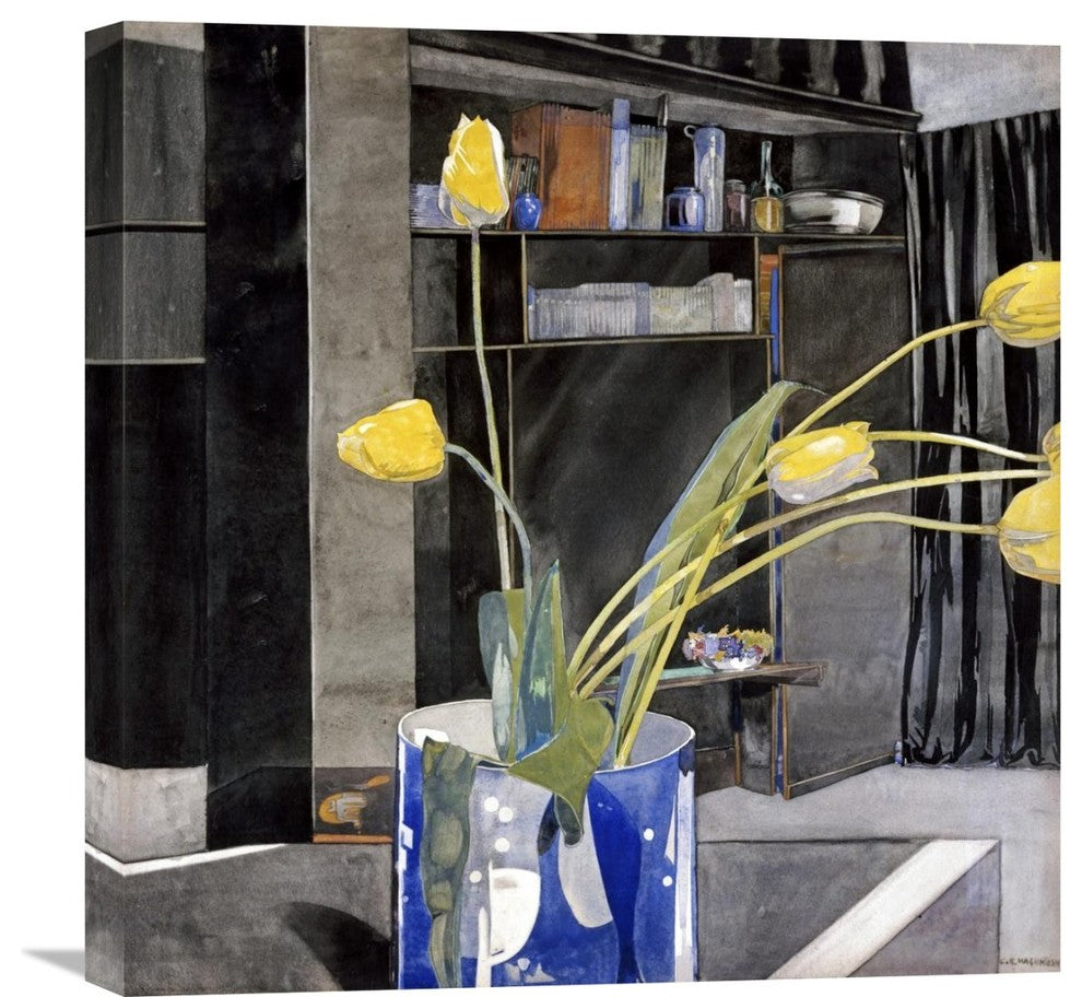 "Yellow Tulips" Stretched Canvas Giclee by Charles Rennie Mackintosh, 22"x22"