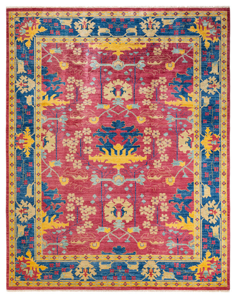 Arts and Crafts, One-of-a-Kind Hand-Knotted Area Rug Purple, 7'10x9'10