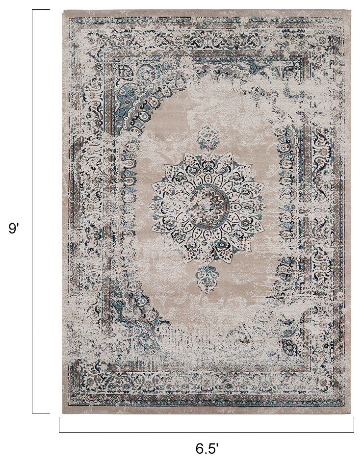 LNC Distressed Area Rug Medallion Indoor Vintage Abstract Non Slip Rugs, 6'5 X 9