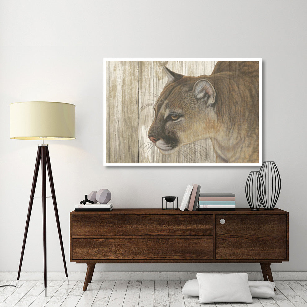 "Mountain Sentry on Wood" Digital Paper Print by Jacquie Vaux, 62"x42"