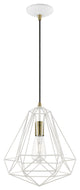 Knox 1 Light Textured White With Antique Brass Accents Pendant