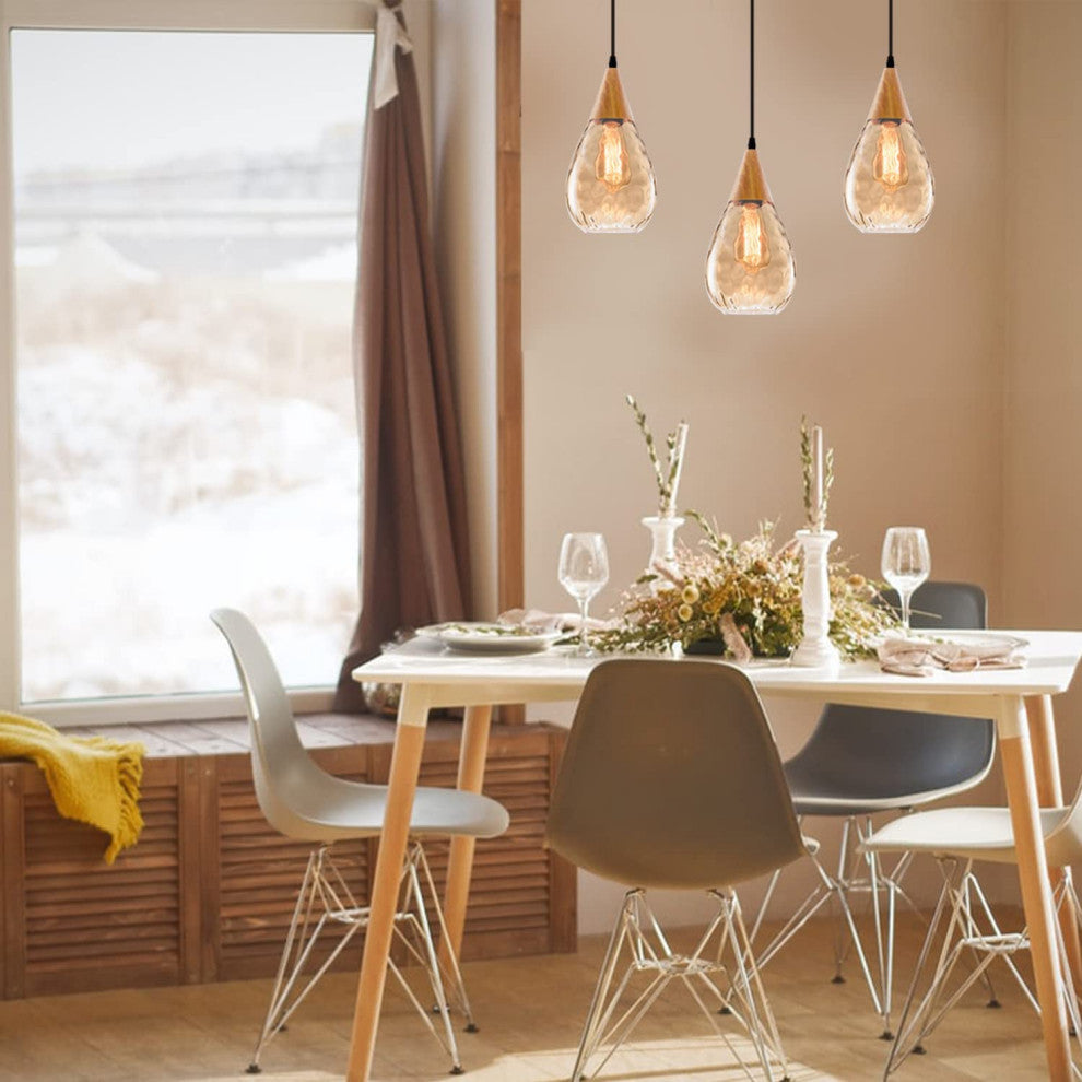 Simplicity Pendant Light, Teardrop Glass Shade, Contemporary Hanging Lamp
