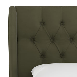 Bradwell Tufted Wingback Headboard, Velvet Loden, King