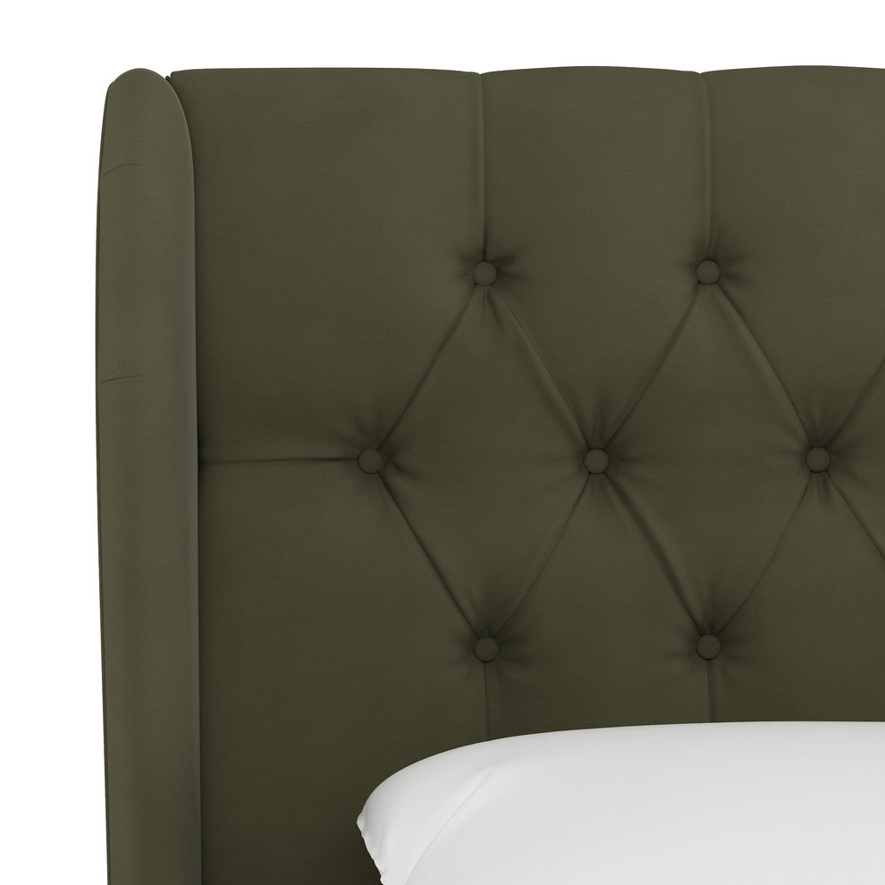 Bradwell Tufted Wingback Headboard, Velvet Loden, King