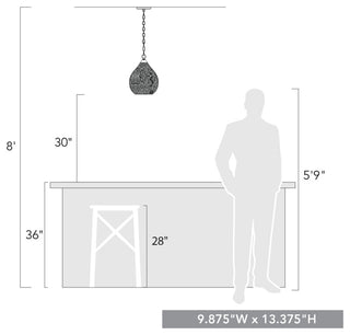 Golden Lighting 1094-S-HCG Ariella 10"W Mini Pendant - Matte Black / Seafoam