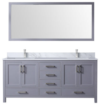 Jacques 72" Dark Grey Double Vanity Set with White Carrara Marble Top