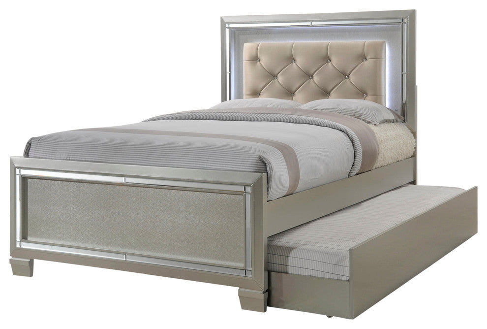Glamour Youth Full Platform Bed w/ Trundle