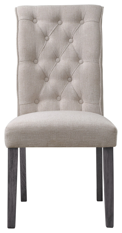 Yabeina Side Chair, Set of 2, Beige Linen and Gray