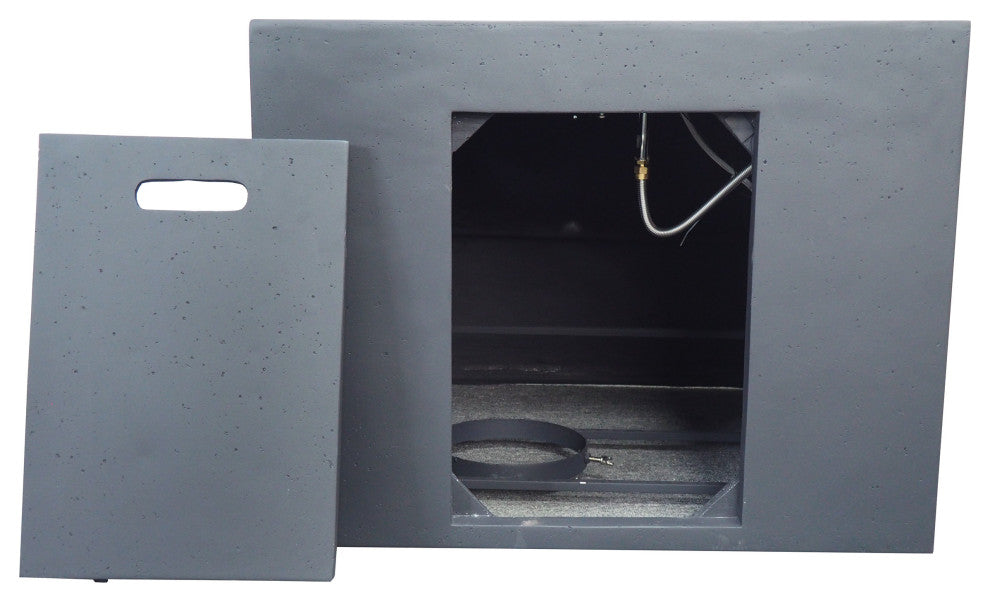 GDF Studio Leo Outdoor 31" Square Light Weight Concrete Gas Burning Fire Pit, Dark Gray