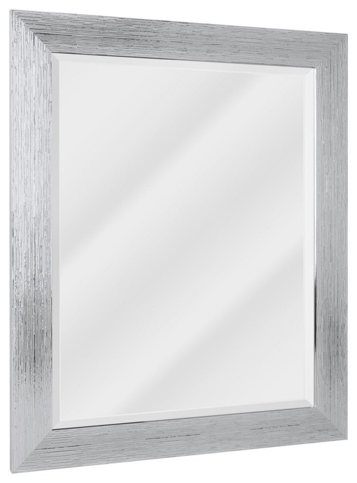 Head West Chrome Textured Frame Accent Wall Mirror - 23" x 29"
