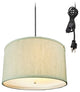 2 Light Swag Plug-In Pendant 16"w Textured Oatmeal with Diffuser, Black Cord