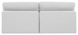 Comfy Upholstered Modular Sofa, White, 2-Piece: 2 Armless Chair, Linen Textured Fabric