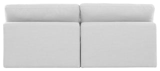 Comfy Upholstered Modular Sofa, White, 2-Piece: 2 Armless Chair, Linen Textured Fabric