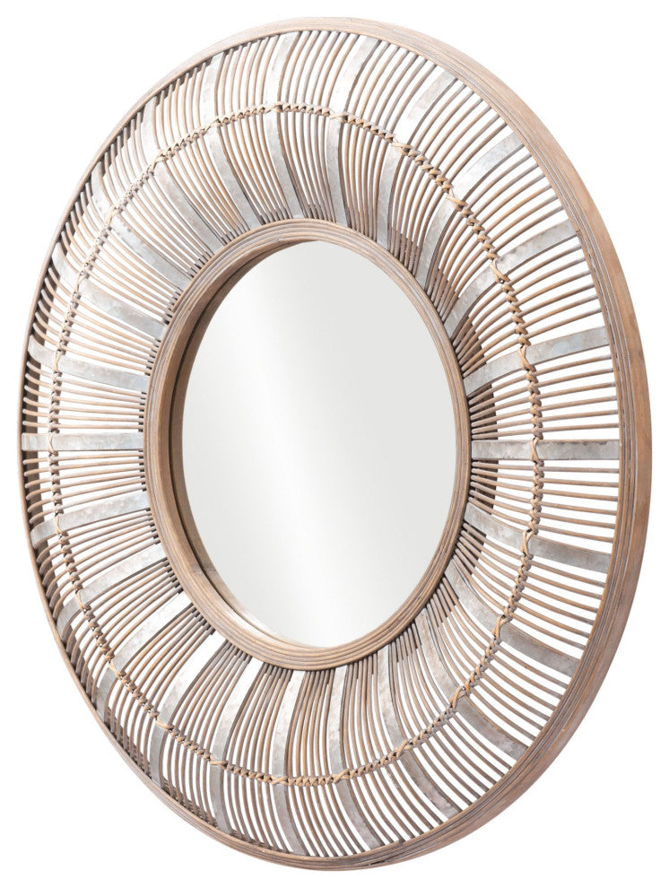 Frame Wall Mirror, Round, Glass, Antique Gold, Bedroom Living