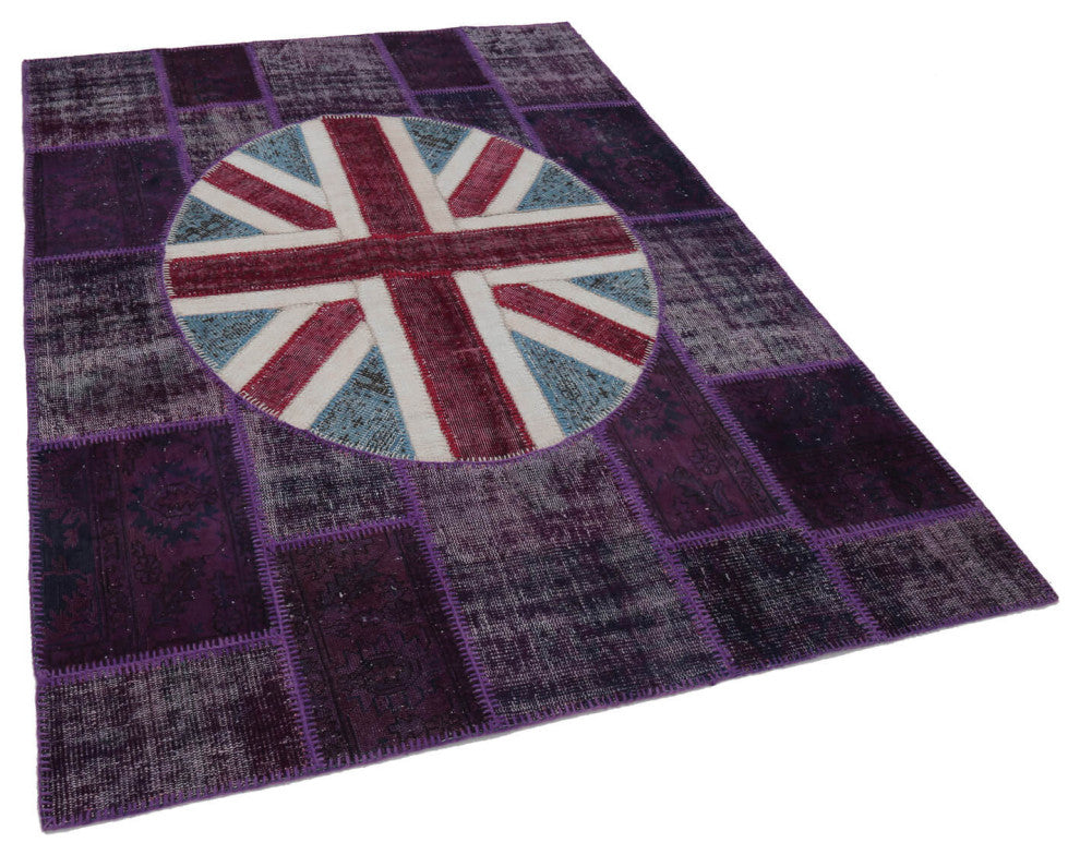 Rug N Carpet - Hand-knotted Oriental 5' 8'' x 8' 1'' Flag Patchwork Rug
