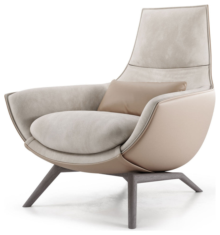 Gracie Lounge Chair, Beige Velvet