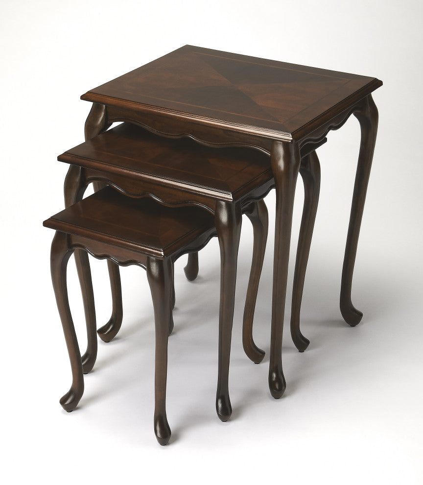 Thatcher Set of 3 Nesting Tables, Dark Brown