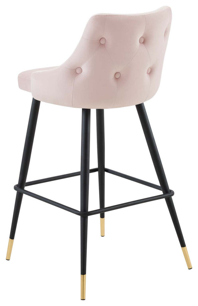 Bar Stool Chair Barstool, Set of 2, Velvet, Pink, Bar Pub Cafe Bistro Restaurant