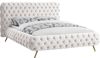 Delano Velvet Upholstered Bed, Cream, Queen