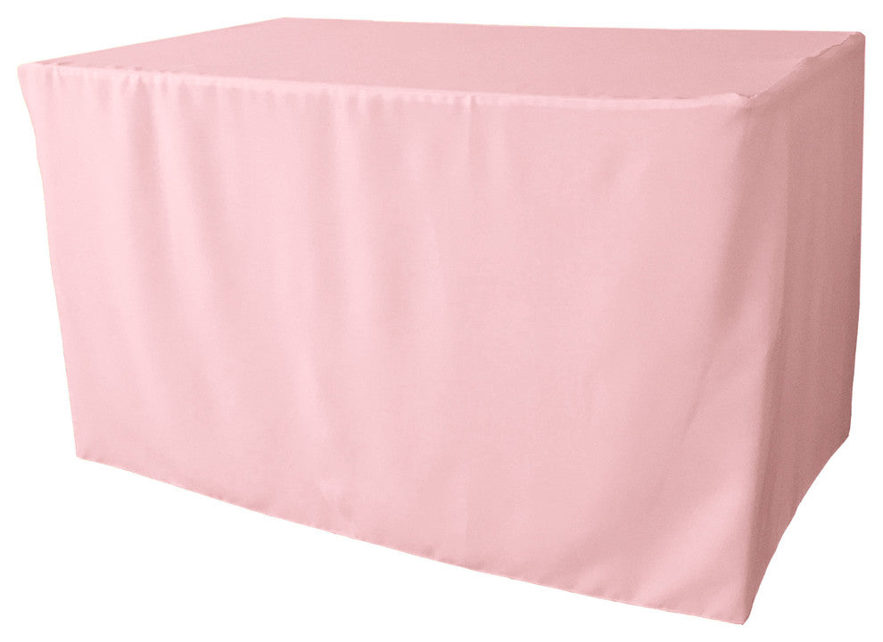 LA Linen Polyester Poplin Fitted Tablecloth 48"x24"x30", Light Pink