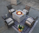 Patio Wood Coating Propane Fire Pit Table with Cushioned Chairs, Square