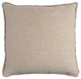 Organic Chic Washed Textured Pillow With Frayed Edges, Taupe