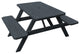 Pressure Treated Pine Picnic Table with Attached Benches, Charcoal Stain, 5 Foot, With Umbrella Hole