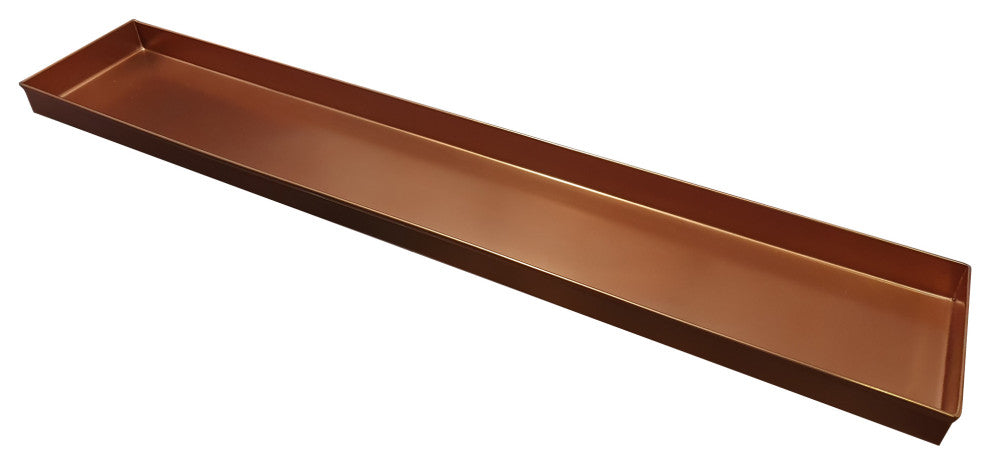 Benzara BM195220 Metal Window sill Plant Tray With Trim Edges, Large, Copper