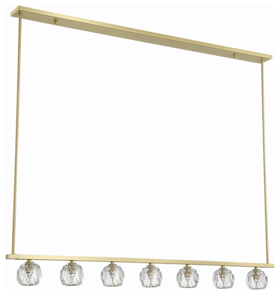 Aragon 7-Light Soft Brass Chandelier, Faceted Cut Crystal